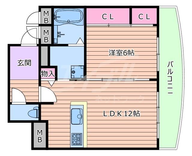 キャニスコート上新庄(1LDK/7階)の間取り写真