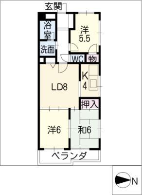 庄京ビル(3LDK/2階)の間取り写真