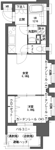 アクタス博多Vタワー(2K/12階)の間取り写真
