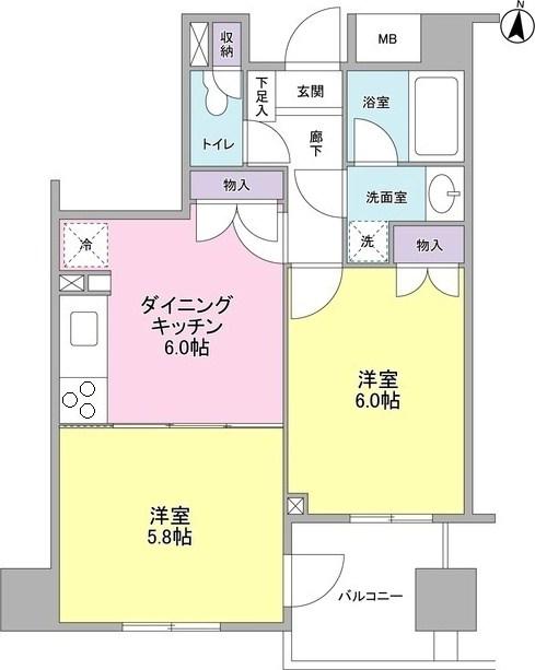 KS新中野(2DK/10階)の間取り写真