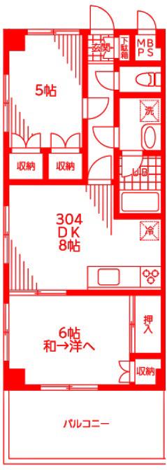 吾生ビル(2DK/3階)の間取り写真