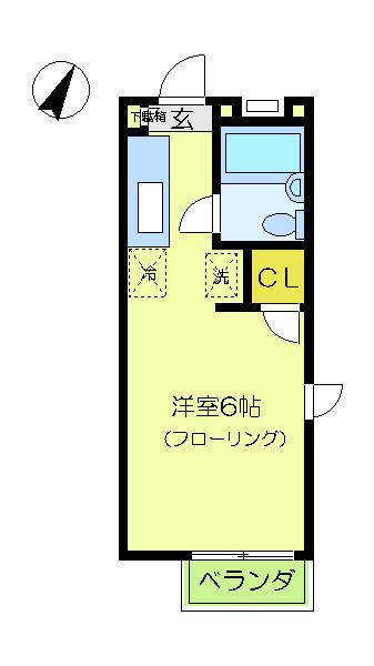 セゾン神戸(ワンルーム/2階)の間取り写真