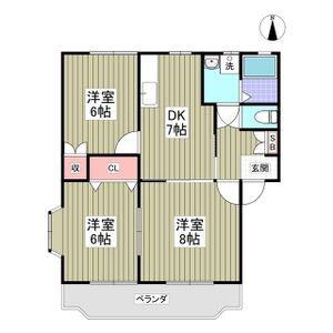 スワンC(3DK/2階)の間取り写真