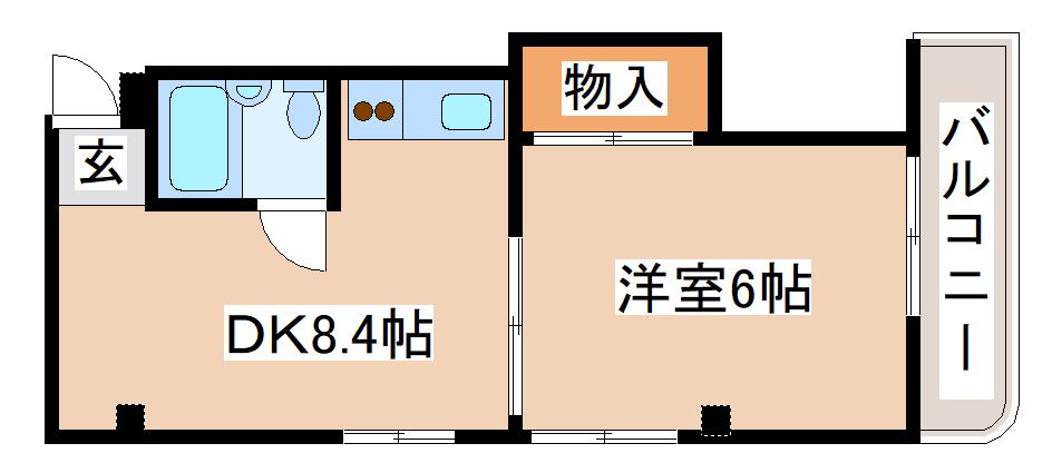 華山マンション(1DK/4階)の間取り写真