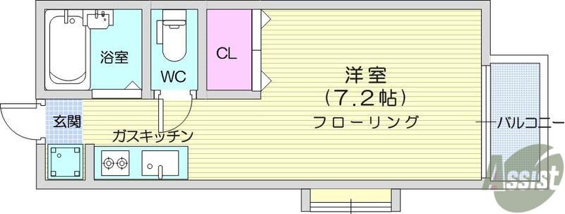 ネオファミーユ柏木(1K/1階)の間取り写真