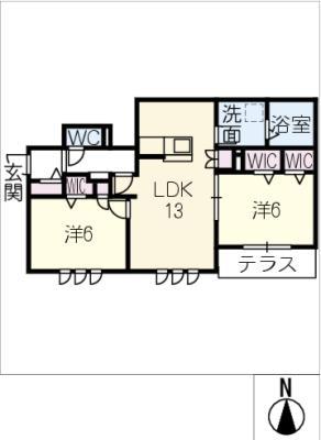CASA ANNABEL W棟(2LDK/1階)の間取り写真