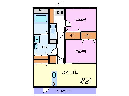 マチス ド ショパン(2LDK/2階)の間取り写真