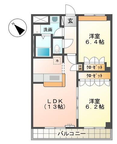 メゾンひばりヶ丘弐番館(2LDK/2階)の間取り写真