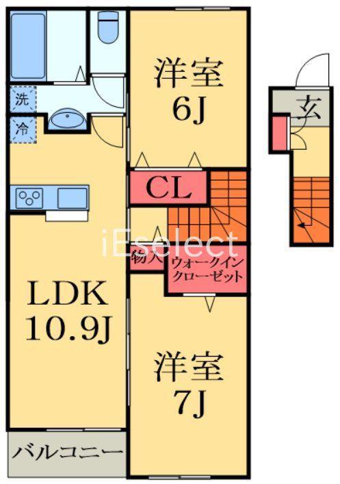 アベニール ジャルダン(2LDK/2階)の間取り写真