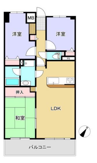 ファミール江波公園ツインズ弐番館(3LDK/11階)の間取り写真