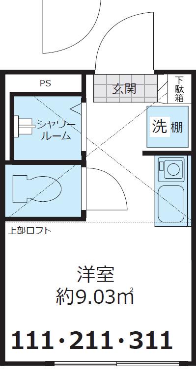 SHANTI CASA四谷若葉(ワンルーム/B1階)の間取り写真