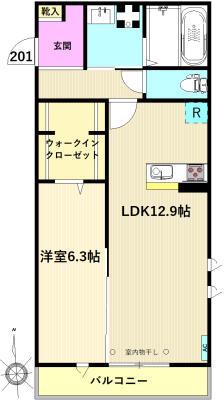 ココレジデンス(1LDK/2階)の間取り写真