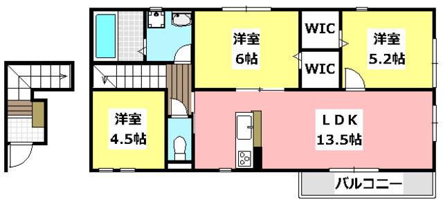 エスポワールセゾンII(3LDK/2階)の間取り写真
