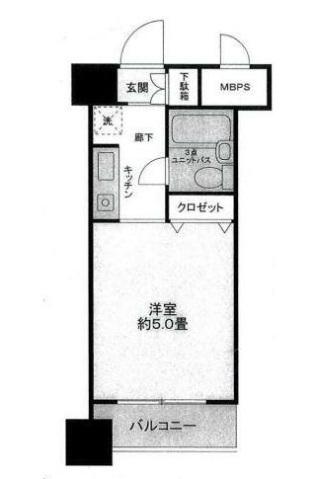 ライオンズマンション関内第6(ワンルーム/11階)の間取り写真