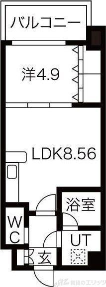 CHOEI65プレジオ中津(1LDK/7階)の間取り写真