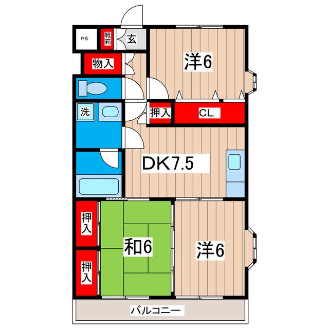 グランペール(3DK/2階)の間取り写真