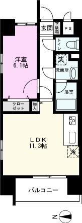 FUTURE HOKIMA(1LDK/8階)の間取り写真