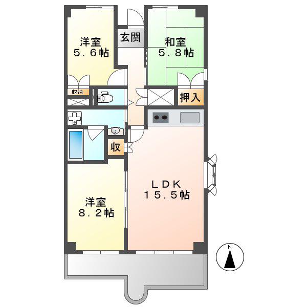 ピボットマンション小鴨(3LDK/2階)の間取り写真
