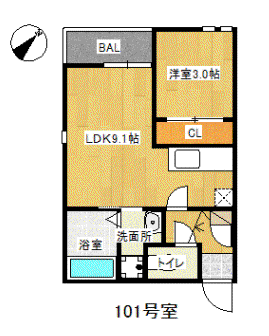 GRANDTIC ACERO(1LDK/1階)の間取り写真