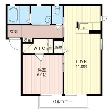 サニーフラットフジD(1LDK/2階)の間取り写真