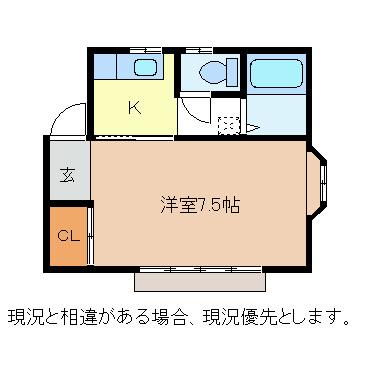サンライズヴィレッジA(1K/2階)の間取り写真