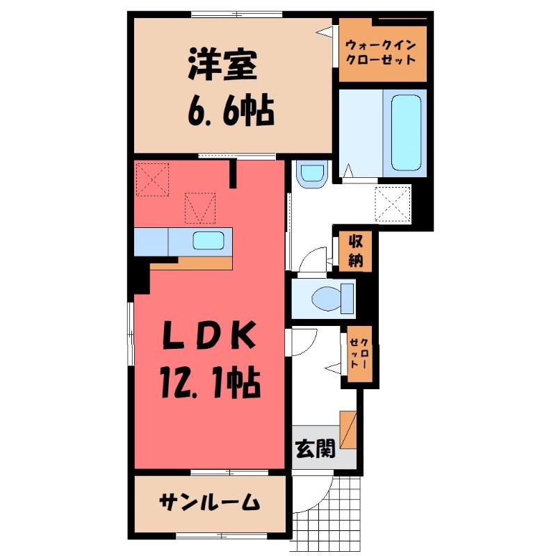 グレイスブリーゼ B(1LDK/1階)の間取り写真