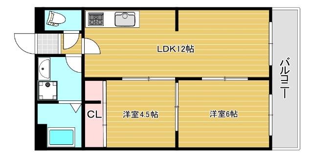 新南千里マンション(2LDK/3階)の間取り写真
