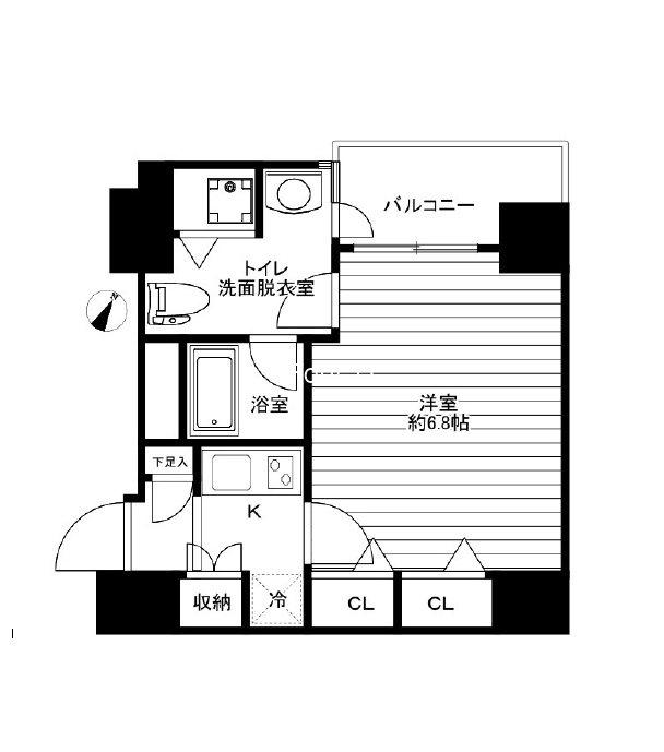 パレステュディオ日本橋東壱番館(1K/4階)の間取り写真