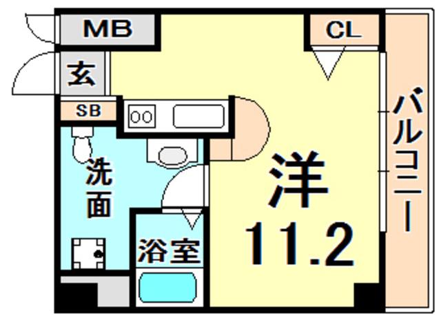 シャンブル杭瀬(ワンルーム/8階)の間取り写真