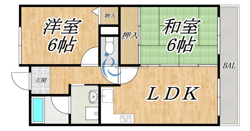 エスペランサ(2LDK/3階)の間取り写真
