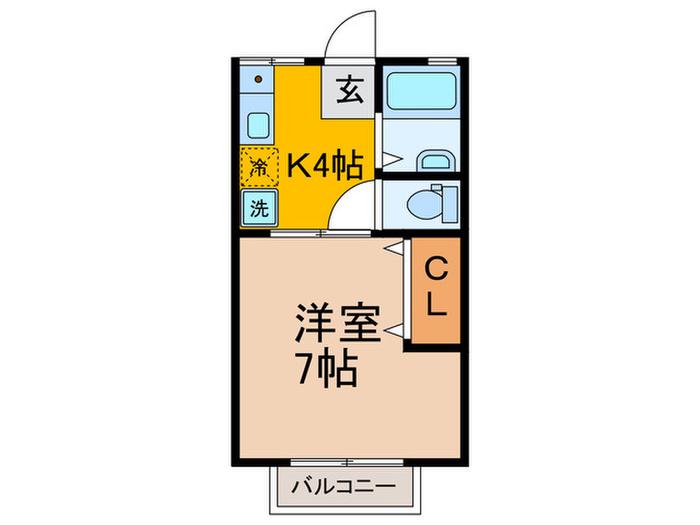 ハラハイツ2(1K/2階)の間取り写真