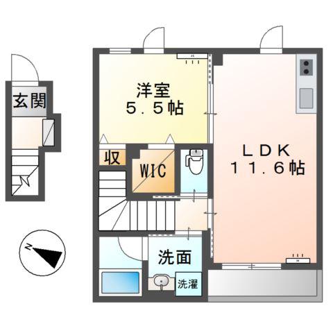 サンシャイン B(1LDK/2階)の間取り写真