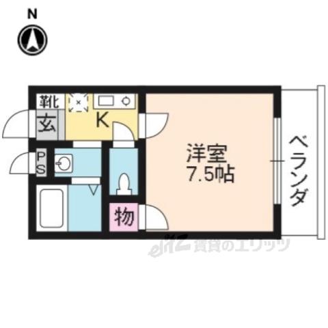 ファミール北山(1K/2階)の間取り写真
