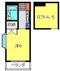 クレスト(ワンルーム/2階)の間取り写真