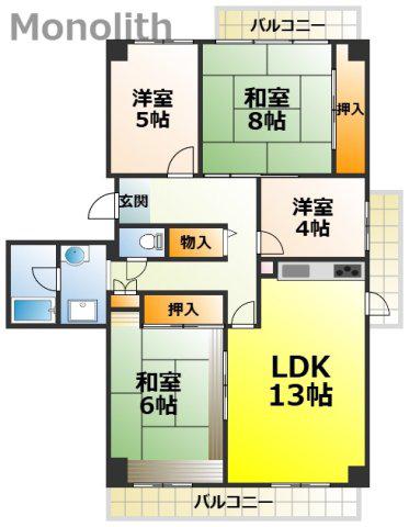 光明池駅前5号棟(4LDK/10階)の間取り写真