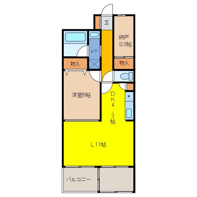 スカイコーポ向陽台(1SLDK/2階)の間取り写真