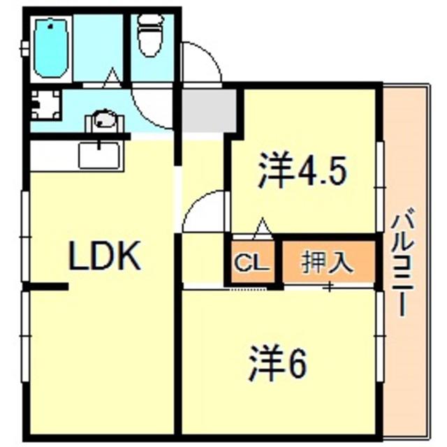 ボナールFUJI(2LDK/1階)の間取り写真
