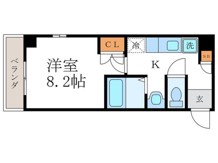 アヴニール朱雀(1K/8階)の間取り写真