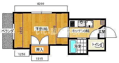 グランデ長町(1K/2階)の間取り写真
