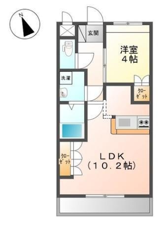 ウィル2008(1LDK/1階)の間取り写真