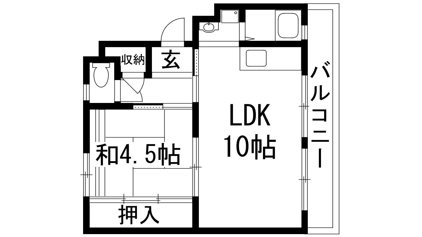 逆瀬川11号棟(1LDK/4階)の間取り写真