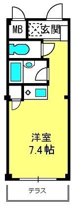 宮町マンション(ワンルーム/1階)の間取り写真