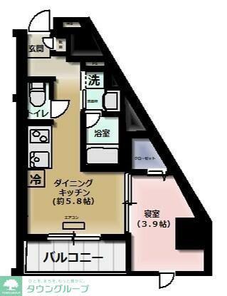 YIELD OUJIKAMIYA(1DK/2階)の間取り写真