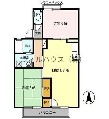 セジュール深井Ⅰ(2LDK/2階)の間取り写真