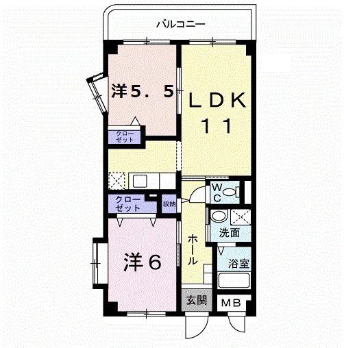 ネオハピネス(2LDK/3階)の間取り写真