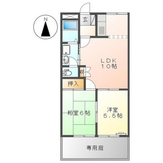 ロイヤルタムラばら館(2LDK/1階)の間取り写真