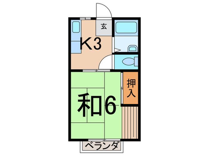 ジュネス初声(1K/2階)の間取り写真