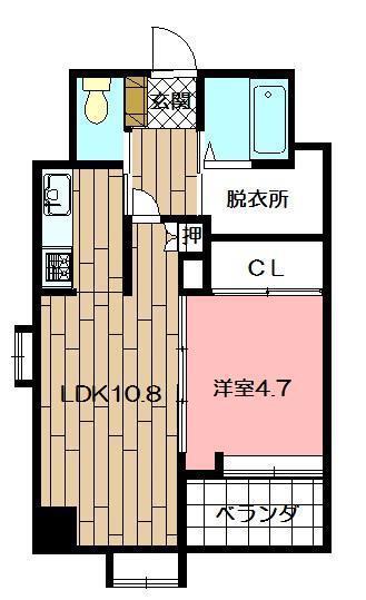 ニューリバー戸畑(1LDK/2階)の間取り写真