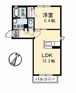 プランタン(1LDK/1階)の間取り写真