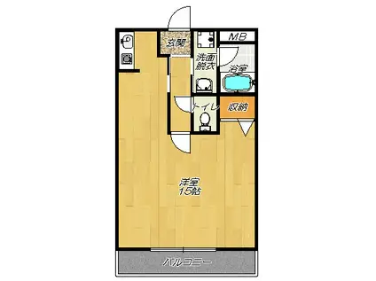 ブランチ613(ワンルーム/3階)の間取り写真